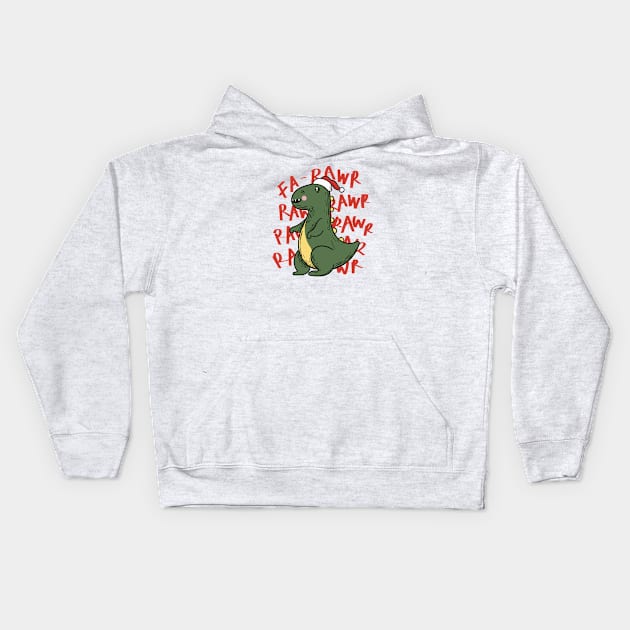 Cute Christmas T-Rex // Fa Rawr Rawr Rawr Rawr Kids Hoodie by SLAG_Creative